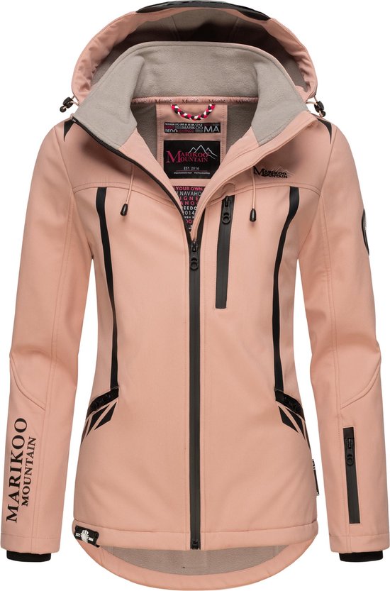 MARIKOO Mount Presanella Overgangsjas voor dames, softshelljas met capuchon, S-3XL, zwart, XXL