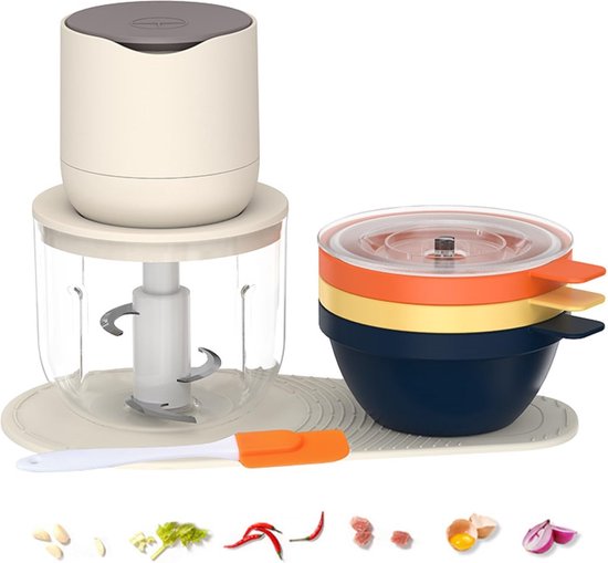 Foto: Kraftverdia 3 in 1 multifunctionele elektrische keukenmachine vleesmolen blenders hakmolen 600ml 3 kleurrijke 240ml kommen voor knoflook noten vlees groenten en uien kitchenaid
