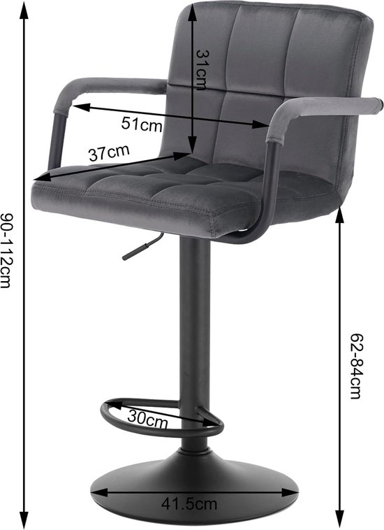 WOLTU® Barkruk BH113an 1 Set Barstoel Bistrokruk Designer Kruk Met Rugleuning Kunstleer In Antieke Lederlook Hoogte Verstelbaar Draaibaar Staal Antraciet 660266329
