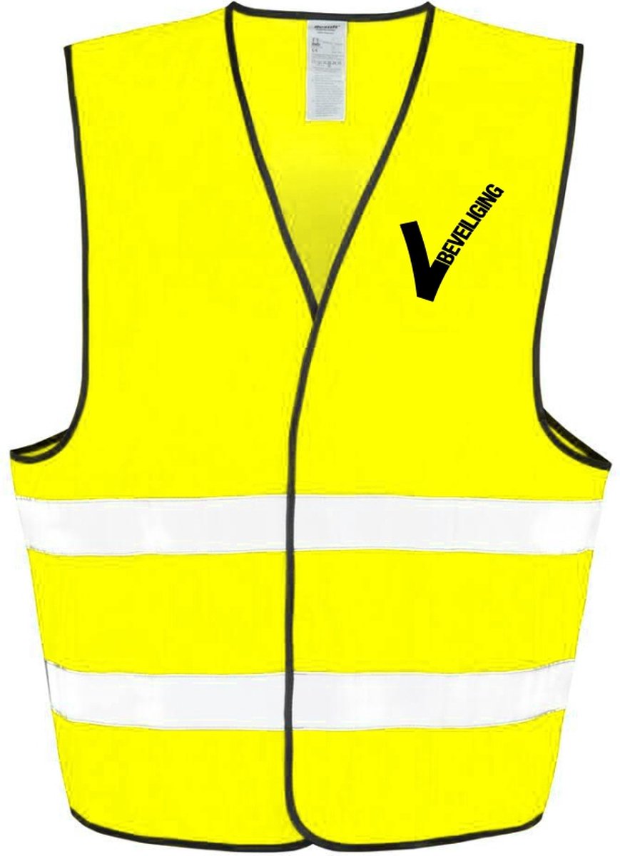 Veiligheidsvest "BEVEILIGING" – Maat S – Yellow, Zwart - Reflecterend Vest met Bedrukking Voor- en Achterzijde – Verkrijgbaar in Geel en Oranje, Voor Veiligheidsprofessionals - Veiligheidshesje voor Volwassenen – Veiligheidsvest - Gele Hesjes