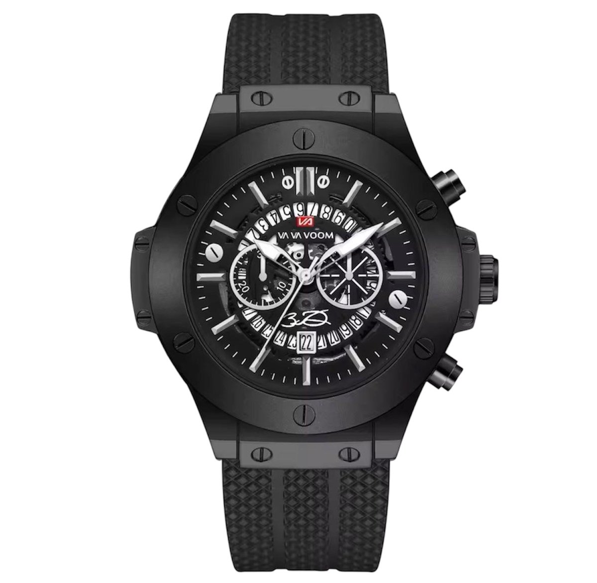 Mpariz Luxe Herenhorloge - Mannen - Siliconen Polsband - Zwart - Waterdicht - Luxe Doos