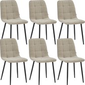 Bol.com Colenis® - Ela Eetkamerstoel - Set Van 6 - Beige - Bouclé - Industrieel aanbieding