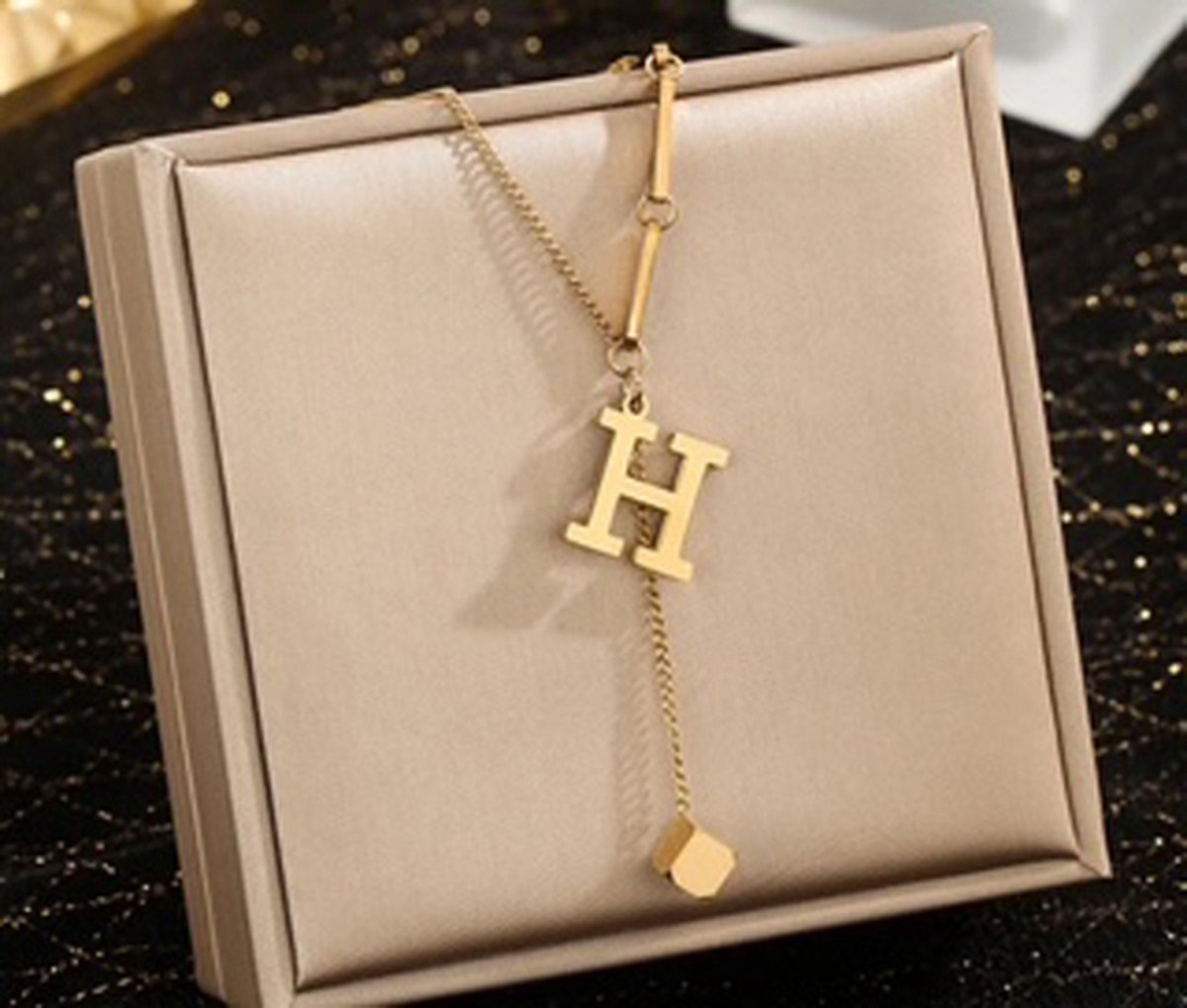 JP Family Jewelry - Luxe Halsketting - Dubbel Verguld RVS, Lengte 40+5 cm - Letter H