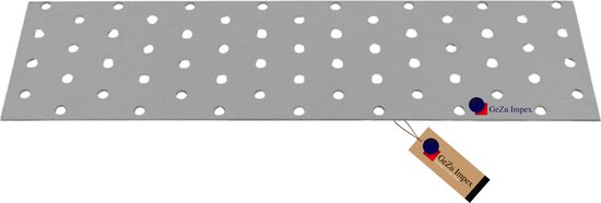 GeZu Impex Plaque Perforée 80 x 300 mm Galvanisé | fixation métal patte de perforée connecteurs plats