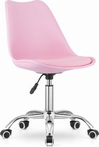 ALBA Bureaustoel Roze, Ergonomisch Design, Verstelbare Zithoogte, Chrome Basis. Perfect voor Kinderkamer of Kantoor. Max. 110 kg