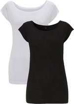 dames shirts bamboe 2-pack mix raglan XL Zwart-Wit