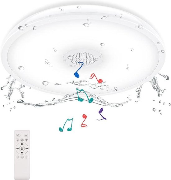 JDONG Bluetooth Deckenleuchte LED mit Lautsprecher, Fernbedienung und App-Steuerung RGB Farbwechsel dimmbar Sterne für Schlafzimmer Kinderzimmer Badzimmerlampe 54W 50CM