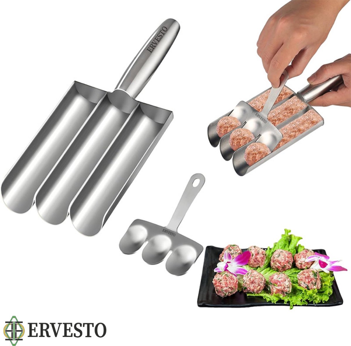 Ervesto - Gehaktballen Maker - Gehaktbal Tang - Gehaktbalttang - Gehaktbal Maker - Gehaktballen Knijper - Vaatwasserbestendig
