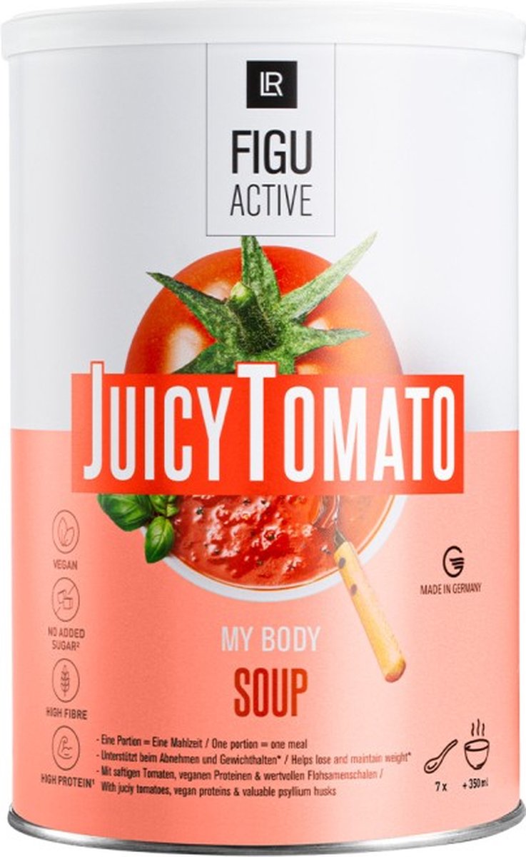 LR figuactive tomaten soep, juicy tomato soep bodymission, afslank