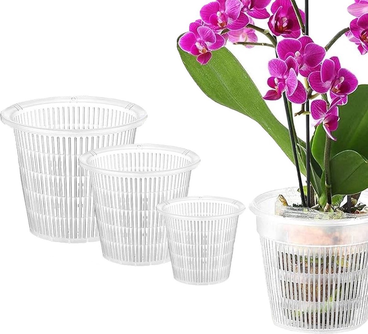 Orchidee Potten / Aroid Plantenpotten - Bloempotten - Transparant Kunststof - binnenpot - Ø 14cm x H 12.5cm Potten 10 stuks - pot voor orchidee - orchideeënpotten - orchidee kweken