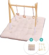 Lusio Babygym - met Wasbare Speelmat - Baby Gym Hout - Complete Baby Mat Set