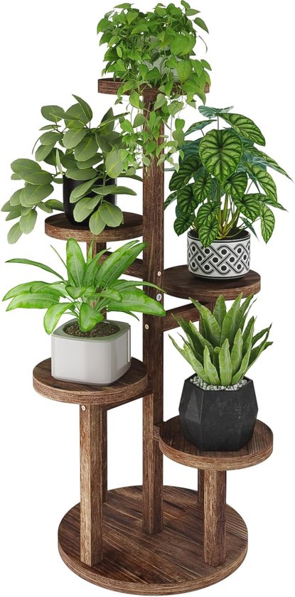 ZAZA Home Hoekplank, Boekenplank Met 5 Planken In Industrieel Design Ladderplank Met Metalen Frame Voor De Woonkamer Kantoor Vintage