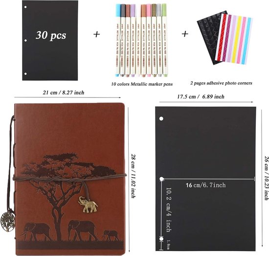 AIOR zelfklevend fotoalbum met 60 blanco pagina's, doe-het-zelf origineel leren album voor scrapbooking, als jubileumcadeau, voor verjaardag, kerst, geschenk voor vrouwen of meisjes - bruiloft