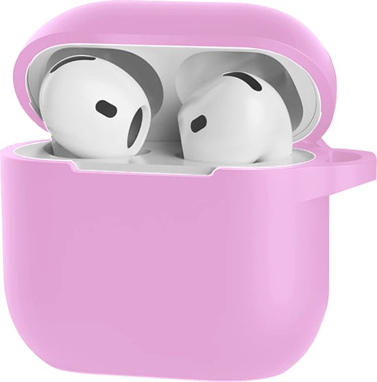 Case Geschikt voor AirPods 4 Hoesje Hoes Siliconen Met Clip Cover - Hoesje Geschikt voor Apple AirPods 4 Hoes Siliconen - Flamingo
