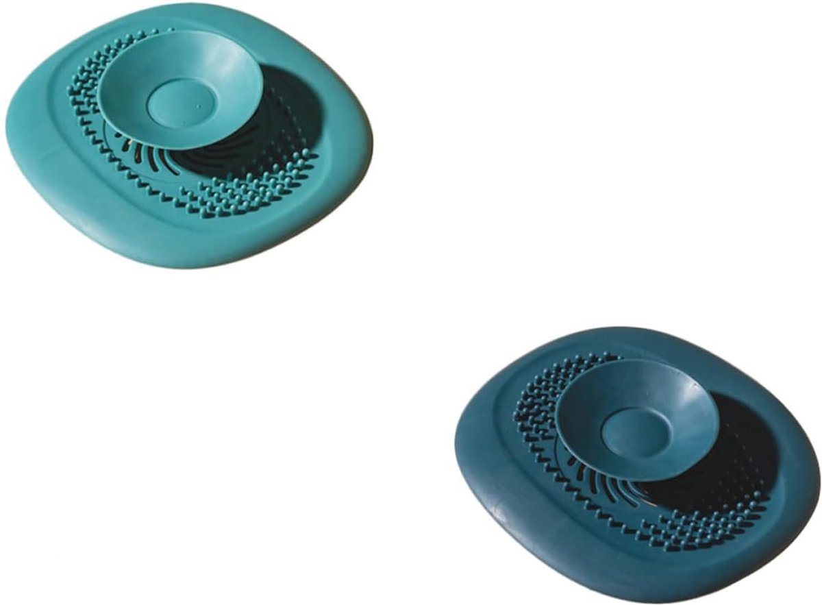Goedkoopste Gootsteenstopper - 2 stuks - Afvoerplug - Zeef - Haarfilter Haarvanger - siliconen - Groen en blauw - 10 10,5 cm - Voor Wastafel Gootsteen Spoelbak Bad Douchebak Keuken