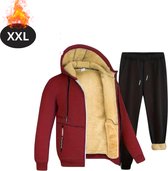 Bovista Vêtements thermiques Homme - Pantalon Thermique - Polaire Thermoset - Avec Capuche - Legging Thermique - Hiver - Veste Thermique - Rouge Bordeaux - XXL