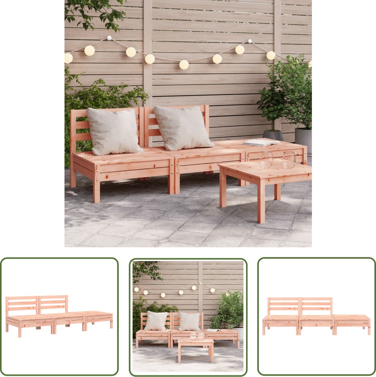 Tuinbank van massief douglashout met 3 zitplaatsen - The Living Store.