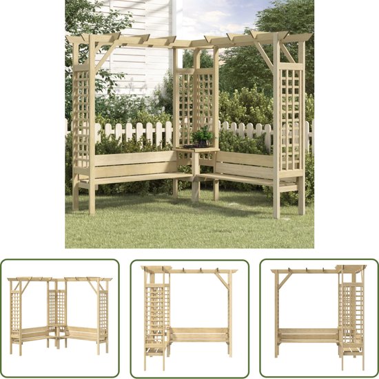 Pergola De Jardin Avec Banc Et Jardinières Bois De Pin