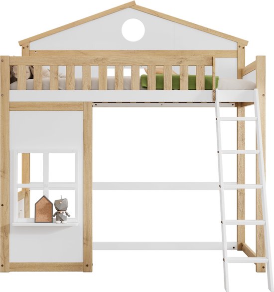 HYUB Kinderbed, hoogslaper, 90 x 200 cm, met opbergruimte