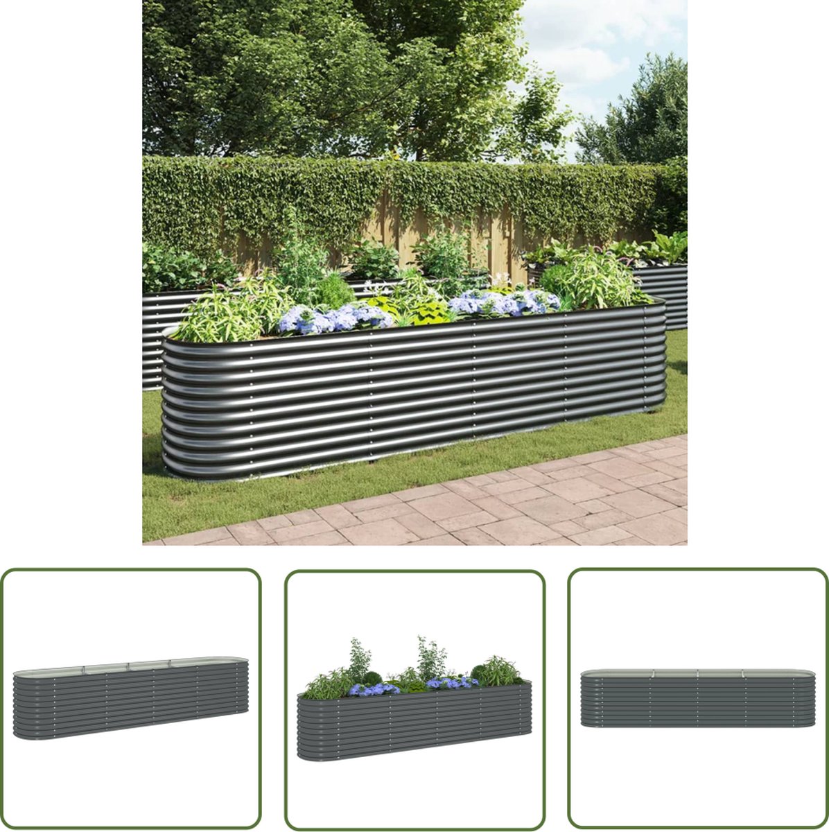 vidaXL Plantenbak 80x80x81 cm Gegalvaniseerd Staal Zilver Tuin Bak Bloembak