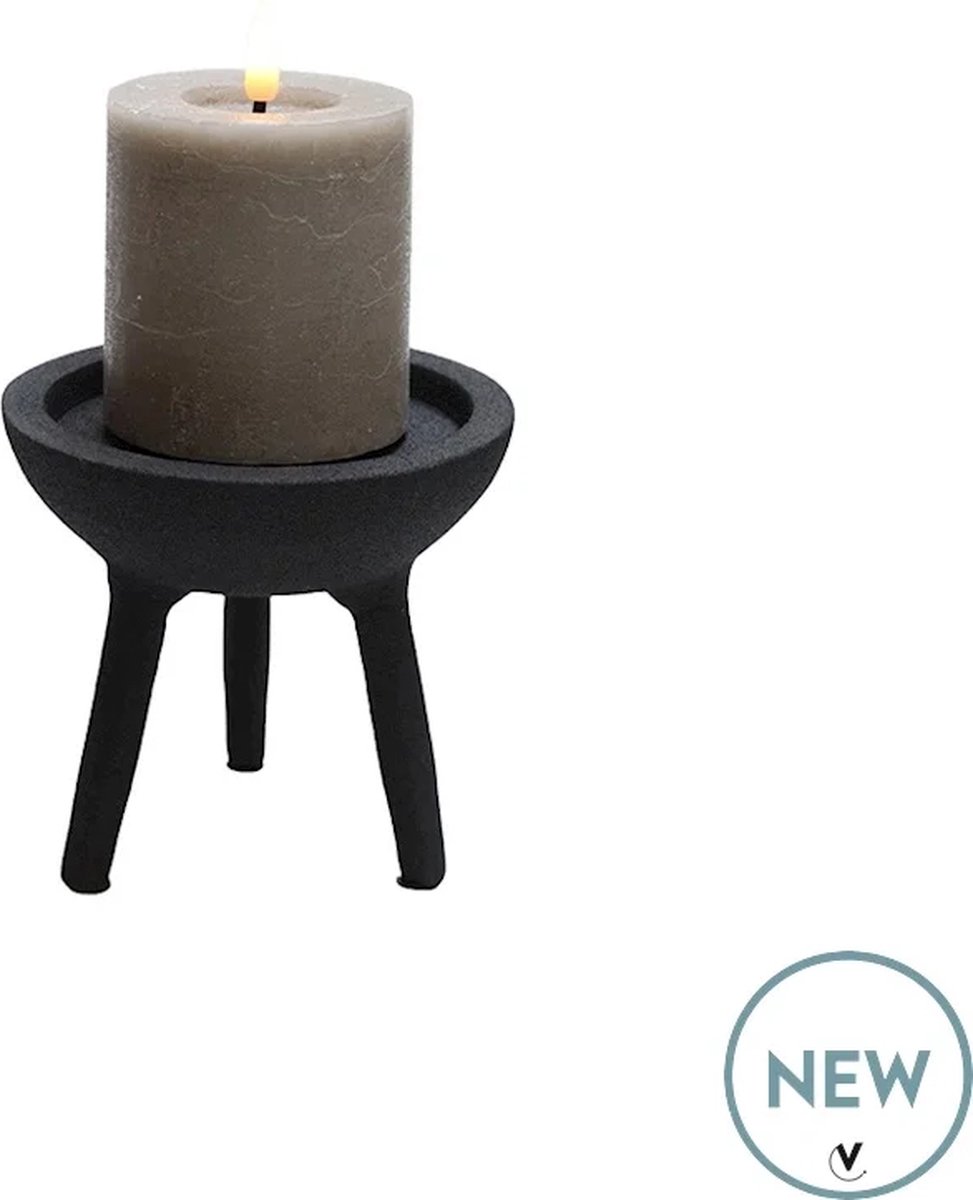 Vase The World Kandelaar Luro | XS | rough black - Mat Zwart | Ø12 x H10 cm