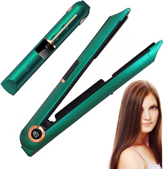 Mini Stijltang – Mini Krultang – Draadloze Stijltang – Reis Stijltang – Stijltang – Krultang – Kleine Krultang Voor Kort Haar – Kleine Krultang – Groen