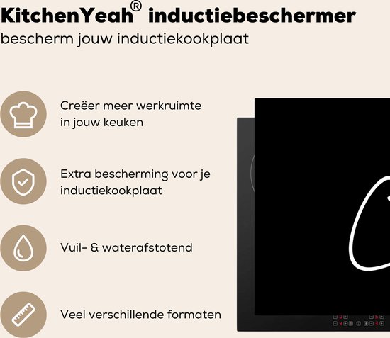 KitchenYeah® Protection plaque induction 85x52 cm - Noir - Citation - Mais d'abord le café - Protege plaque de cuisson - Couvre plaque induction - Protecteur d'induction - Cuisine