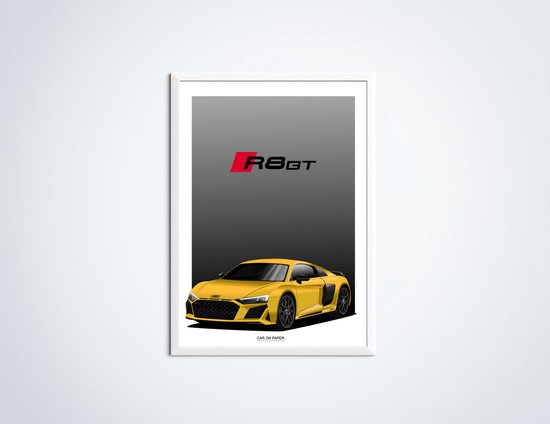 Poster Audi R8 GT Jaune 70 x 50 cm (B2) - Poster voiture - Poster Chambre enfant - Décoration murale voiture