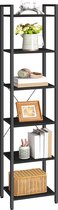 IN.HOMEXL - Zents Boekenkast - Moderne Industriële Boekenkast - Vrijstaand 5-Laags Opbergrek - 5 Lagen - Zwart 39 x 30 x 187 cm