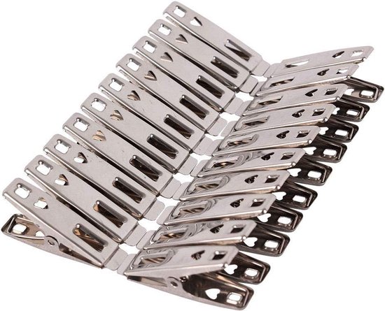 Wasknijpers 40 Stuks - RVS Wasknijpers - Knijpers - Wasrek Knijpers -5 cm-Zilver-Het drogen van sokken is niet geschikt voor kleding en zware spullen