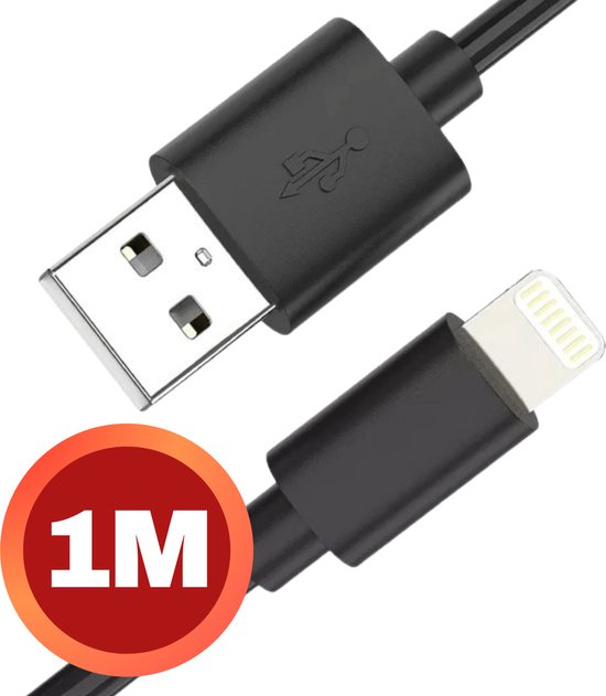 Oplader - Geschikt voor Lightning naar USB A Kabel - Oplaadkabel geschikt voor iPhone X/11/12/13/14 - Opladers - Zwart