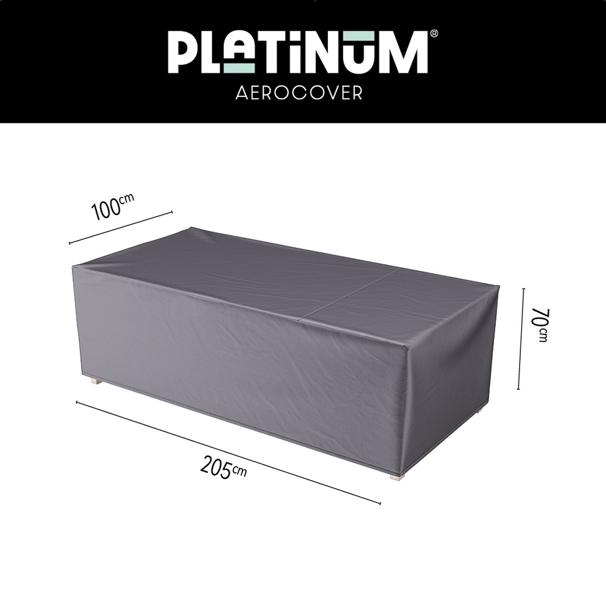 Platinum AeroCover - Loungebankhoes - 205x100xH70cm - Ademend - Waterproof - Hoge kleurechtheid Antraciet