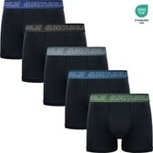 GIANVAGLIA® Heren Boxershorts - 5 Pack - Katoen - Maat XL - Zwart - Effen - Gekleurde Band - Ondergoed Heren - Onderbroeken Heren