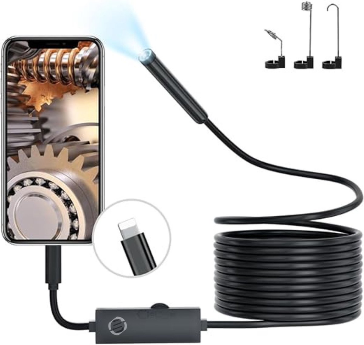 Equivera Endoscoop geschikt voor iPhone - Endoscoop - Inspectiecamera - Inspectiegereedschap - Waterproof - HD Camera - Premium
