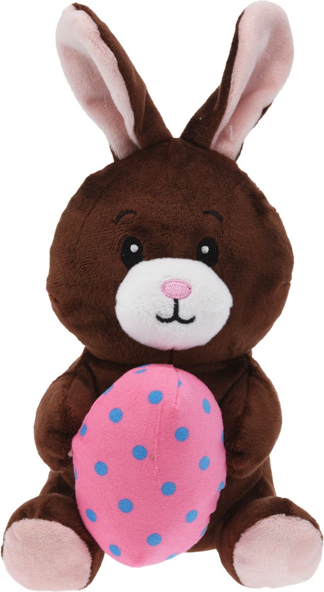 Paashaas/haas/konijn knuffel dier - zachte pluche - bruin - cadeau - 20 cm - met paasei