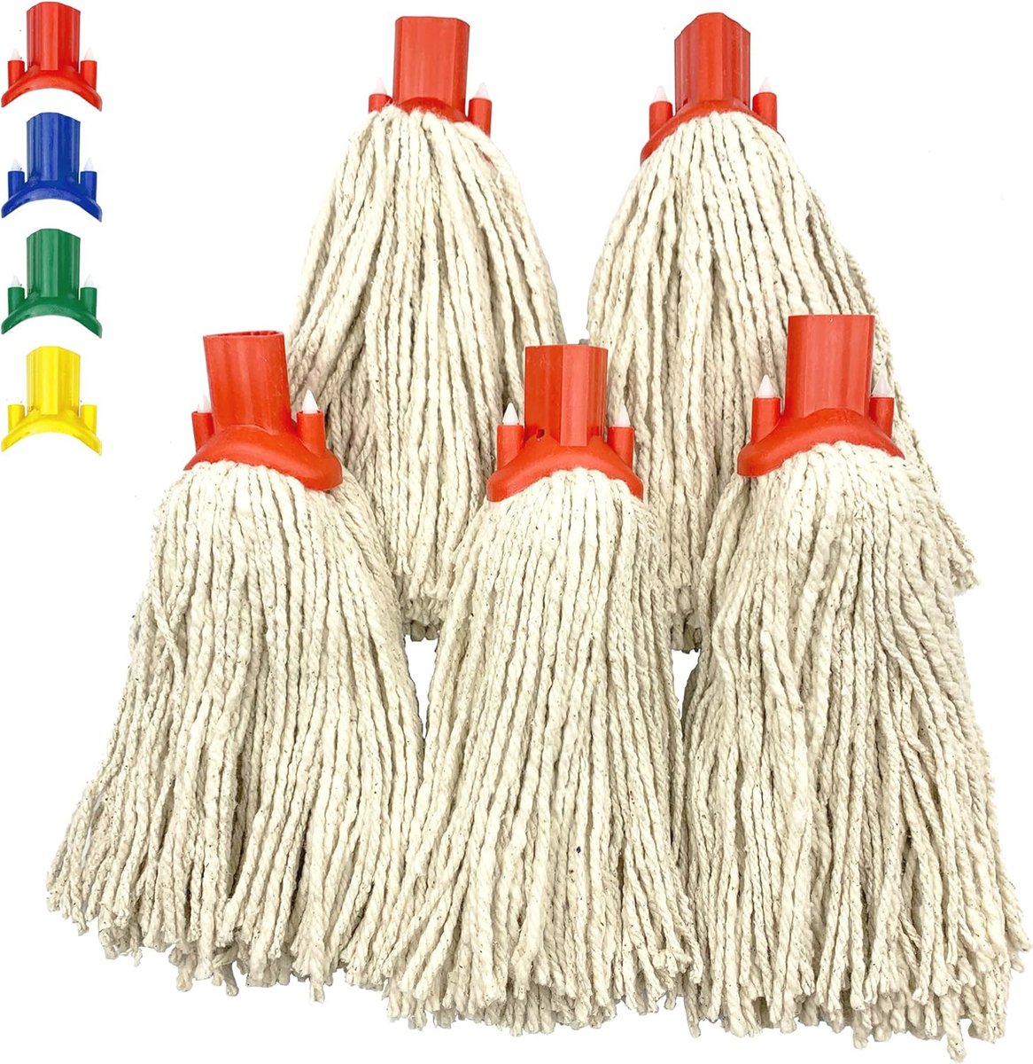 Goedkoopste Kleurgecodeerde Katoenen Dweilkoppen Set - Vervangsets voor Efficiënte Vloerreiniging (Pak van 5