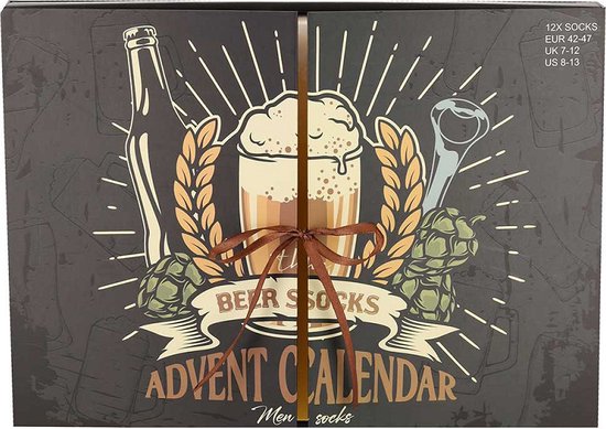 Adventskalender - Heren - Kerst - 12-Paar - Bier - Maat 42/47 - adventkalender - adventskalender 2024 - adventkalender volwassenen