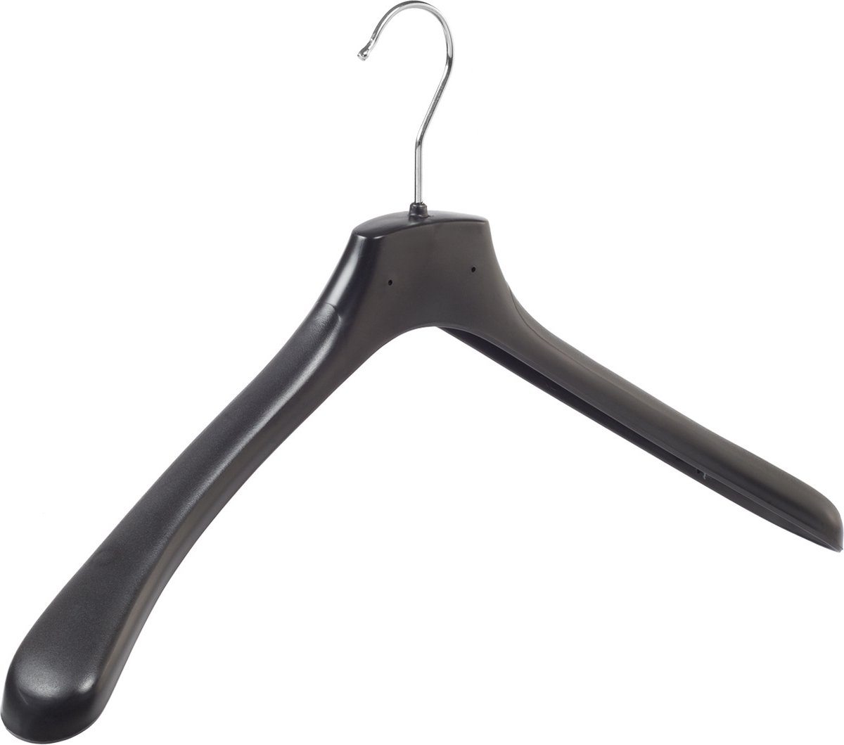 De Kledinghanger Gigant - Mantelhanger - Kostuumhanger - Jassenhanger - Volwassenen - HZ48 - 20 Stuks - Kunststof - Zwart - Gebogen Model - Schouderverbreding 4,8 cm - 48 cm - Kledinghanger - Kleerhanger - HZ-Serie (HZ48_00/20)