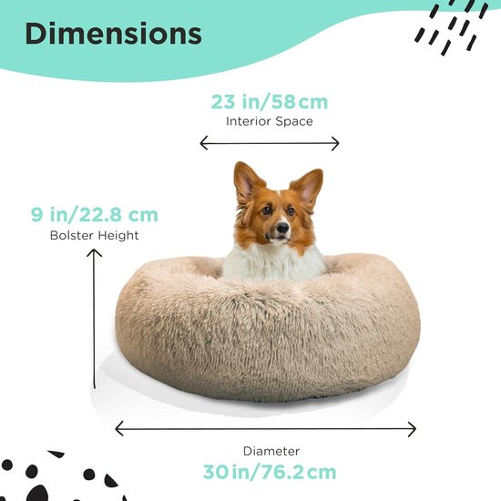 Hondenmand - Hondenkussen Rustgevende Donutmand voor Katten en Honden - Taupe - 76 x 76 cm - Machinewasbaar Verwijderbare Hoes met Rits - M