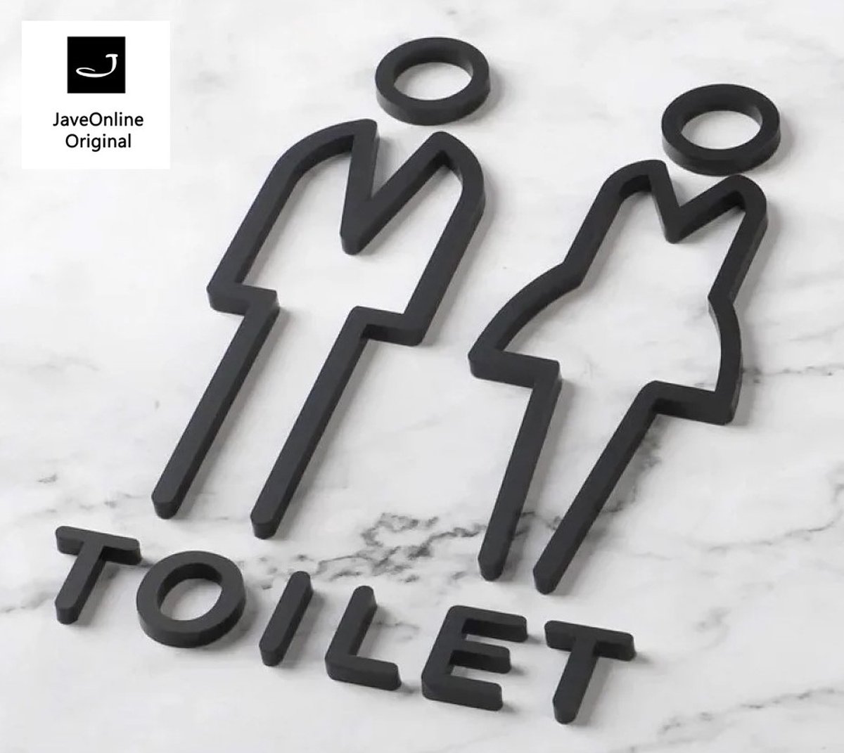 Deurbordje Toilet Zwart - WC bordjes - Man en Vrouw 3D - Hoogwaardig Acryl bord - Zelfklevend - WC Heren Dames - Pictogram - Deurbord - Toilet
