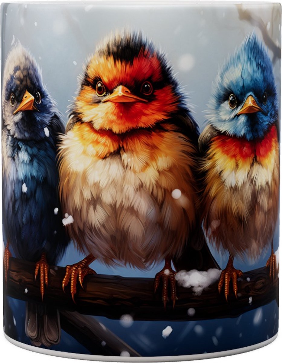 Vogels - 3 Birds On Branches - Mok 440ml 440