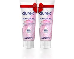 Durex Glijmiddel Natural - Extra Sensitive - 100% natuurlijk - 100ml x2 - Cadeau voor man en vrouw