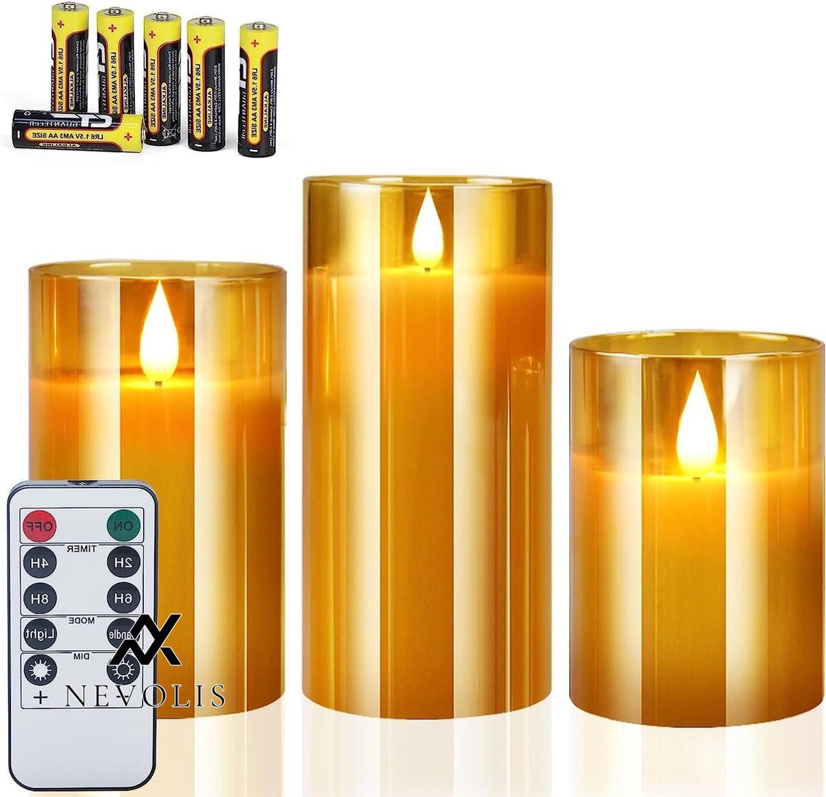 Nevolis Battery Operated LED Candles Set 3 Pieces Imitation Candles with Remote Control Lighting Home Decoration Christmas Gifts .
