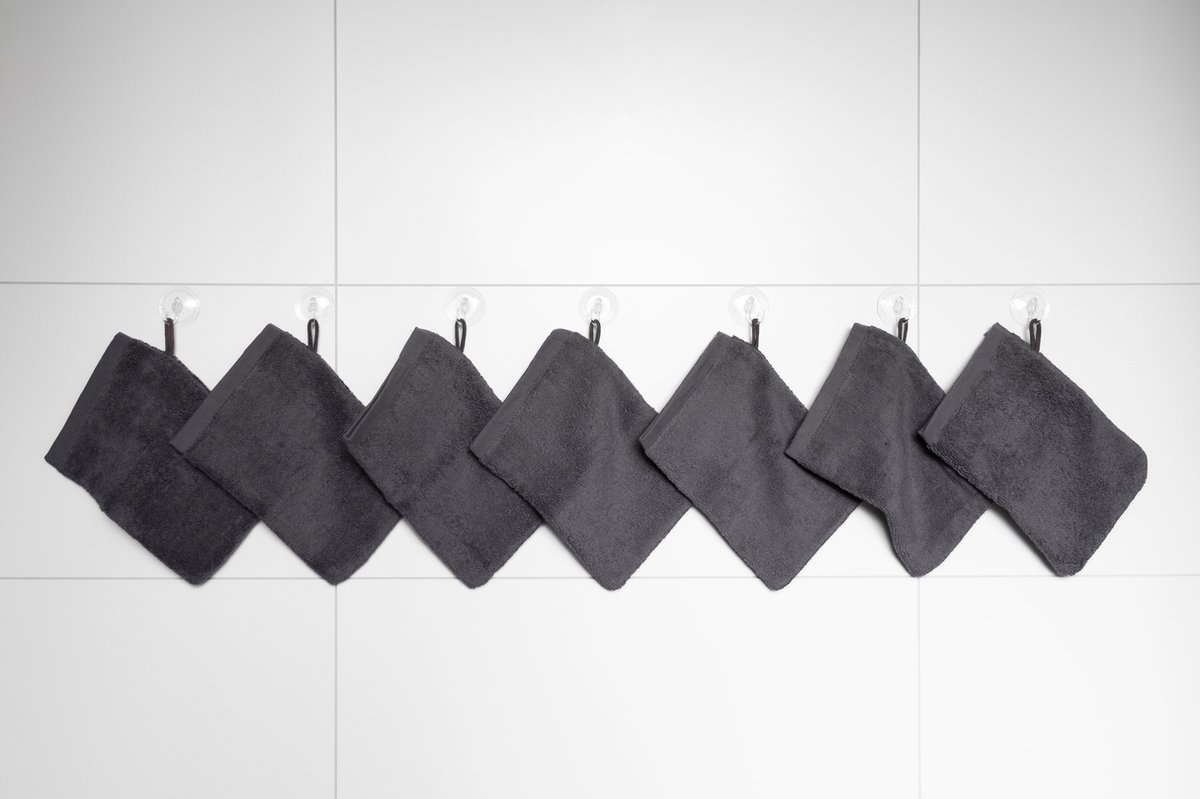 RELAKZ - Steel Grey - Washandjes - Set 7 Stuks - Luxe Katoen - 700 GSM - Zacht en Hoog Absorberend