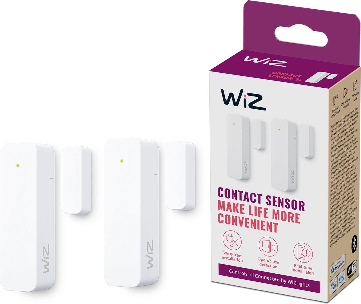 Bol.com WiZ Contact Sensor - Home Monitoring - 2-pack - directe meldingen via de WiZ app aanbieding