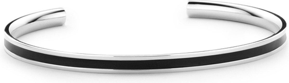 Colori 4 COL0002 Stalen Open Bangle - One-Size (60 X 50 X 4 mm) - Zwart