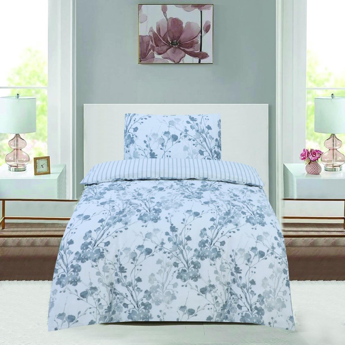 Flower Grey 140x200