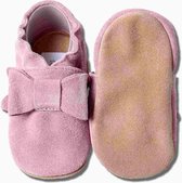 Hobea - babyslofjes - suede - roze met strik