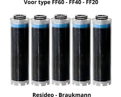 5 x aktief koolfilter geschikt voor Honeywell - Resideo - Braukmann regenwaterfilter - FF60 - FF40 - FF20 - actief kool