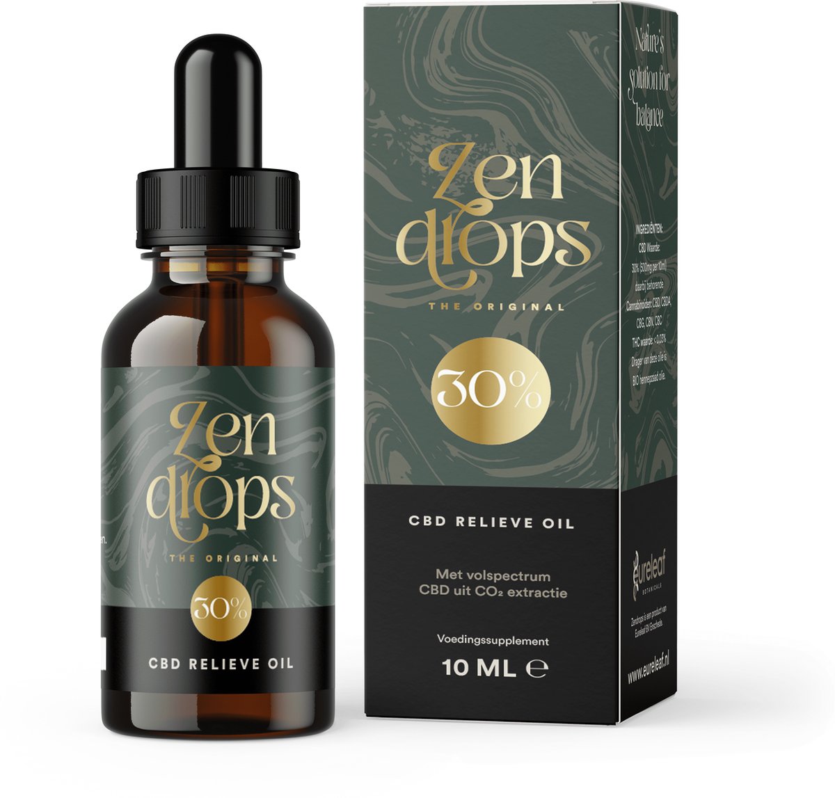 Goedkoopste Eureleaf Zendrops CBD olie 30 - 10ml natuurlijke hennepolie, vol spectrum CBD, Europees natuurproduct, Vegan olie, Cannabidiol